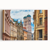 Black and white large canvas print of Munich skyline, ideal for kitchen wall art or bedroom decor.
