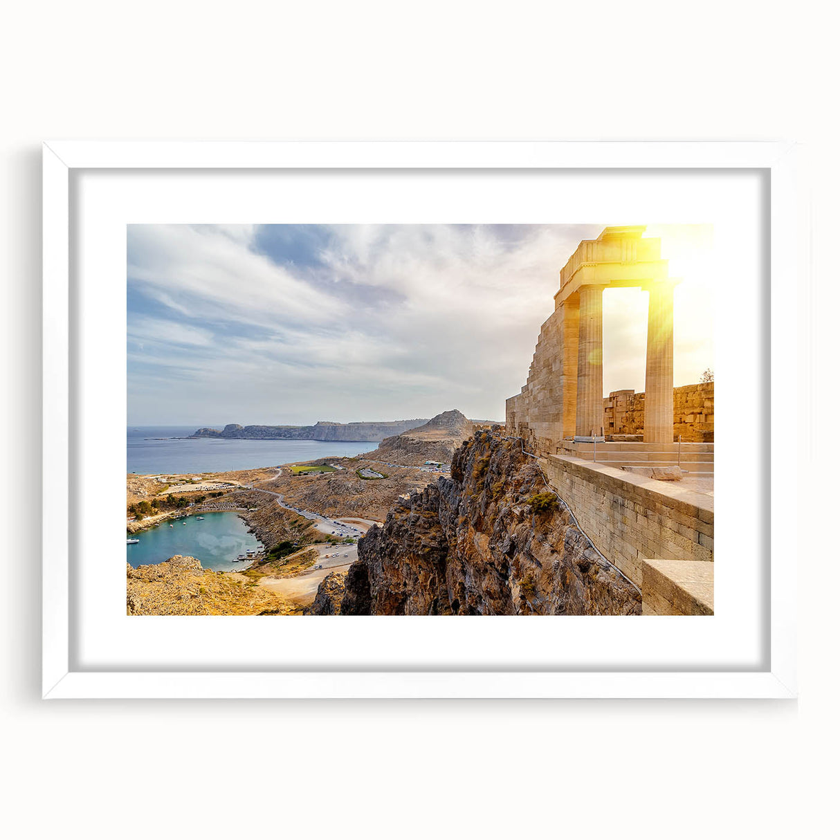 Textured abstract art print of Athens skyline in muted earth tones on a framed canvas, suitable for bedroom decor.