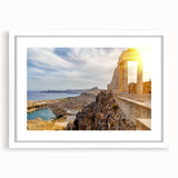 Textured abstract art print of Athens skyline in muted earth tones on a framed canvas, suitable for bedroom decor.