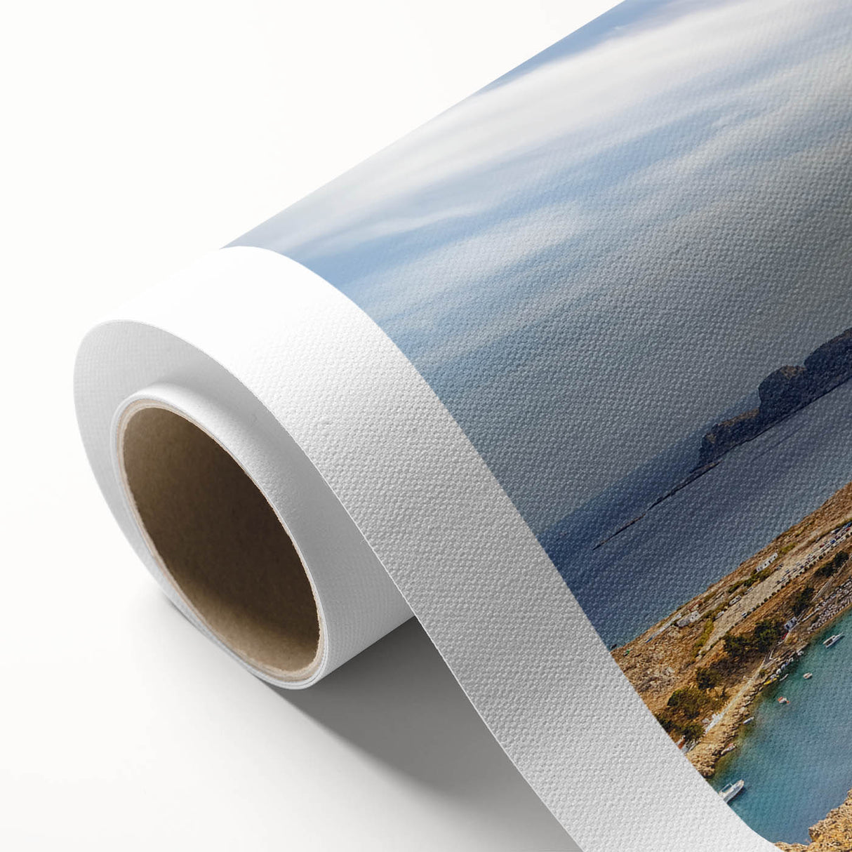 Art Deco poster of Athens scenery in muted earth tones on rolled canvas, ideal for nursery wall art.