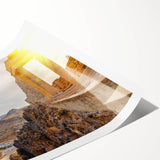 Extra large wall art featuring line art flowers over a scenic Athens backdrop.