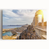 Black and white photograph of the Athens skyline on stretched canvas, suitable as kitchen wall art or for bedroom ambiance.