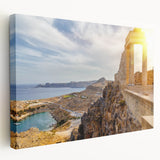 Large stretched canvas depicting the Athens skyline in muted earth tones, suitable for kitchen wall art.