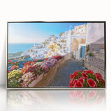 Mid-century modernist style large art print of a European scenery in Crete, Greece.