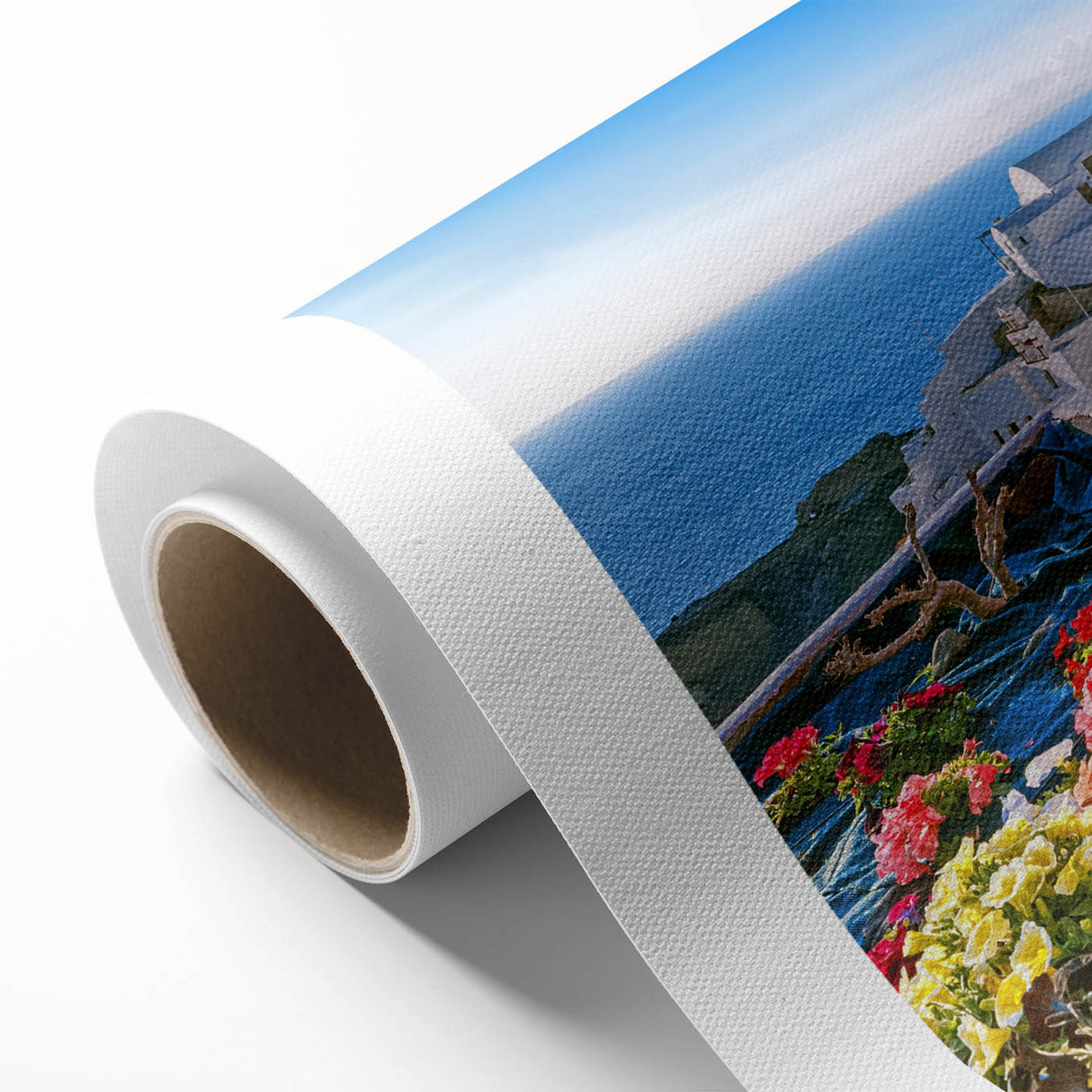Art deco poster of Crete, Greece scenery in pastel hues on rolled canvas, ideal for nursery wall art.