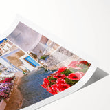 Extra large wall art featuring line art flowers in Crete, Greece, on a rolled print, suitable for large living room decor.