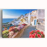 Black and white photograph of Crete, Greece on stretched canvas, ideal for kitchen wall art.