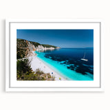 Textured abstract art print of Rhodes, Greece in muted earth tones on a framed canvas, ideal for bedroom art.