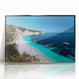 Large art print of Rhodes, Greece scenery in silver-framed acrylic.