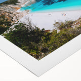 Art deco poster featuring a serene Rhodes, Greece landscape on rolled canvas, suitable for dining room wall art.