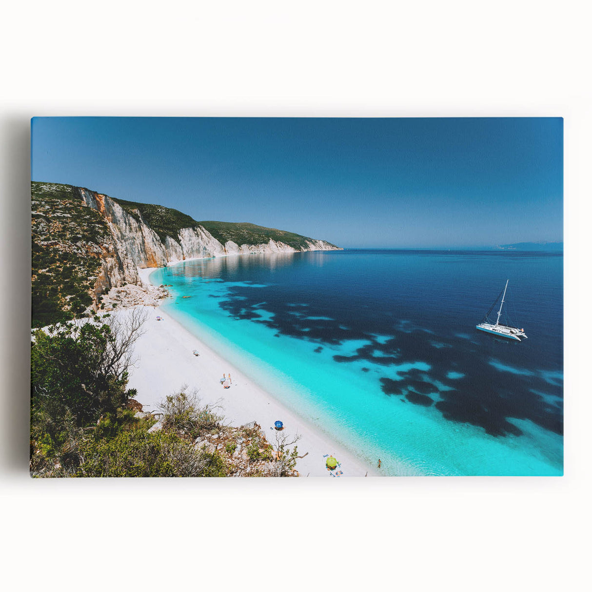 Black and white photo of Rhodes, Greece on stretched canvas, ideal for kitchen wall art.