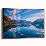 Black and white landscape art painting of Greenland on framed canvas, suitable for bedroom decor.