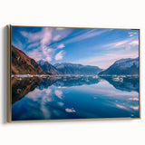 Framed canvas depicting a vintage-style Greenland landscape in muted green and black tones, suitable for bedroom wall art.