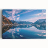 Black and white photo of a Greenland landscape on stretched canvas, ideal for kitchen wall art.
