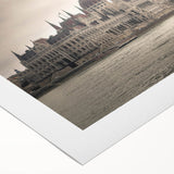 Art deco poster featuring a European scenery in muted earth tones on rolled canvas, ideal for dining room decor.