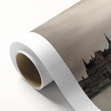 Art Deco poster of a Hungarian landscape in soft pastel shades on rolled canvas, ideal for nursery wall art.