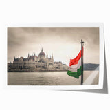 Rolled print of a European scenery with vibrant floral elements, ideal for art wall dining room.