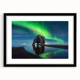Abstract art print of a vibrant, colorful Icelandic landscape on a large textured canvas, ideal for living room decor.
