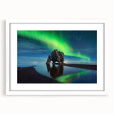 Textured abstract art print depicting an Icelandic landscape, in muted earth tones on a framed white mat.