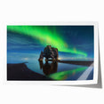 Extra large rolled print of a serene Icelandic landscape with soft blue and green tones, ideal for dining room wall art.