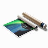 Extra large rolled print of Iceland scenery with muted green and blue tones, ideal for classy bathroom wall art.