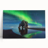 Large black and white photo of an Icelandic landscape on stretched canvas, ideal for kitchen wall art.