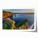 Rolled print of a serene Irish landscape with lush green fields and distant hills, ideal for art wall dining room decor.