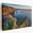 Scenic Ireland landscape on large stretched canvas with lush green tones, ideal for kitchen wall art.