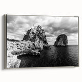 Landscape art painting of Capri, Italy, in vibrant colors on a framed canvas, ideal for living room decor.