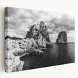 Large stretched canvas featuring a scenic view of Capri, Italy in muted earth tones, ideal for kitchen wall art.