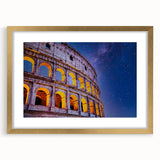 Abstract art print of the Colosseum in muted earth tones on a framed canvas, suitable for dining room decor.