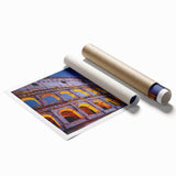 Rolled print of the Colosseum in muted earth tones, ideal for classy bathroom wall art.