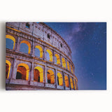 Black and white photograph of the Colosseum in Rome on stretched canvas, suitable for kitchen wall art or bedroom decor.