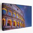 Side view of a large canvas featuring the Colosseum in Rome with muted earth tones, ideal for kitchen wall art.
