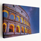 Side view of a large canvas featuring the Colosseum in Rome with muted earth tones, ideal for kitchen wall art.