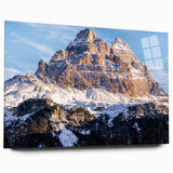 Acrylic print of the Dolomites in Italy, featuring large abstract forms in earth tones, ideal for bedroom or dining room art.