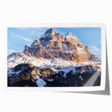 Rolled print of the Dolomites in Italy featuring soft green and blue hues, ideal for dining room wall art.