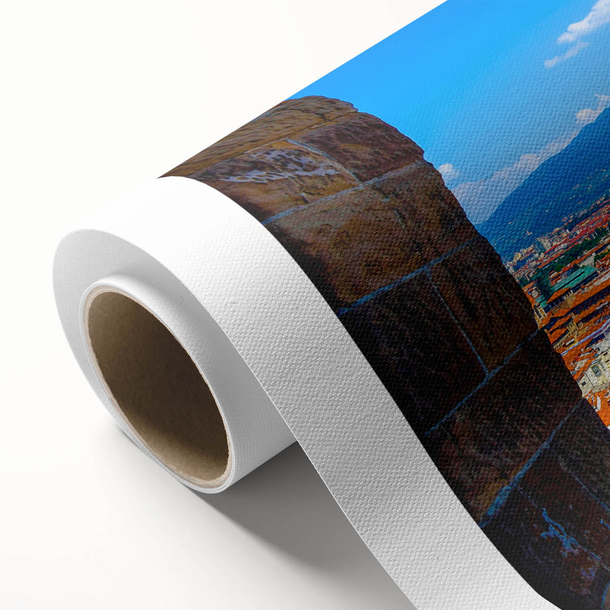 Art Deco poster of Florence skyline in muted pastel shades on rolled canvas, ideal for nursery wall art.