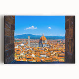 Black and white stretched canvas of Florence skyline, ideal for kitchen wall art or bedroom ambiance.
