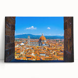 Black and white stretched canvas of Florence scenery, ideal for kitchen wall art.