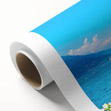 Art deco poster of Lake Como with pastel shades on rolled canvas, ideal for nursery wall art.