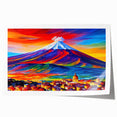 Extra large rolled print depicting Mount Etna with vibrant green and floral foreground, ideal for art wall dining room.