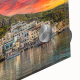 Large abstract portrayal of Naples in muted earth tones on acrylic glass, ideal for dining room art.