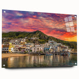 Acrylic print of Naples scenery with blue and white tones, suitable for dining room or bedroom wall decor.