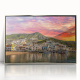 Framed acrylic print of a Naples, Italy scenery in muted earth tones, ideal for modern art wall decor.