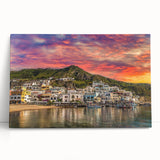 Black and white stretched canvas of Naples scenery, large art, ideal for kitchen wall art.