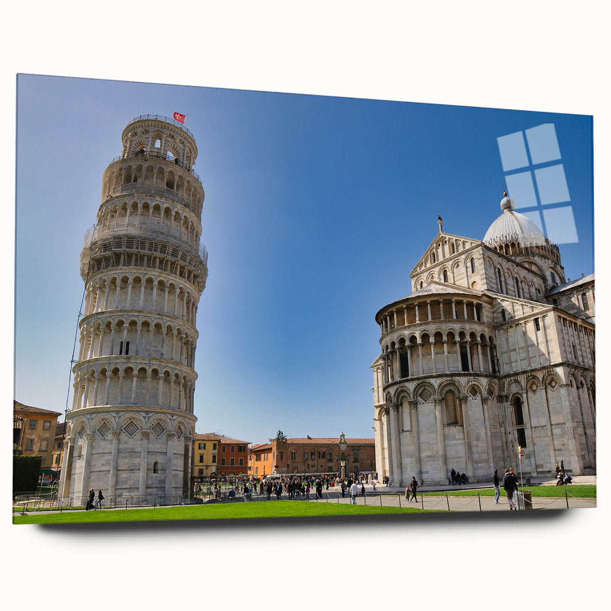 Acrylic print of abstract Pisa scenery in muted earth tones, ideal for bedroom or dining room art.