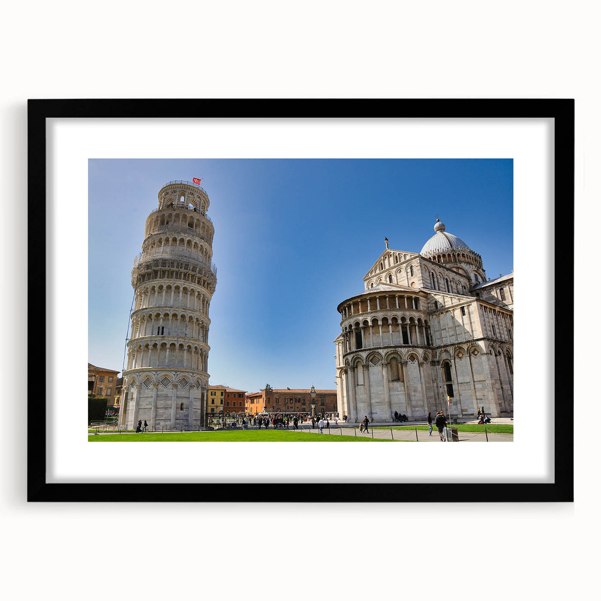 Colorful abstract art print of Pisa featuring vibrant hues on a textured, extra large canvas, ideal for living room decor.