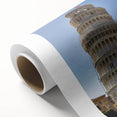 Art Deco poster of the Leaning Tower of Pisa in pastel shades on rolled canvas, ideal for nursery wall art.