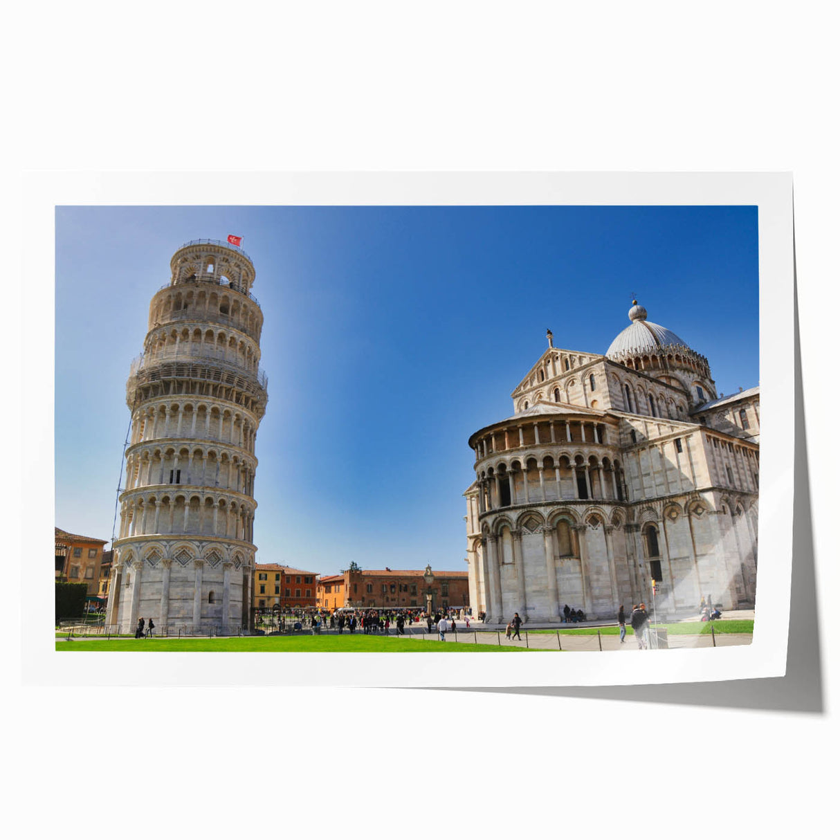 Rolled print of Pisa, Italy scenery with soft pastel shades, ideal for art wall dining room.